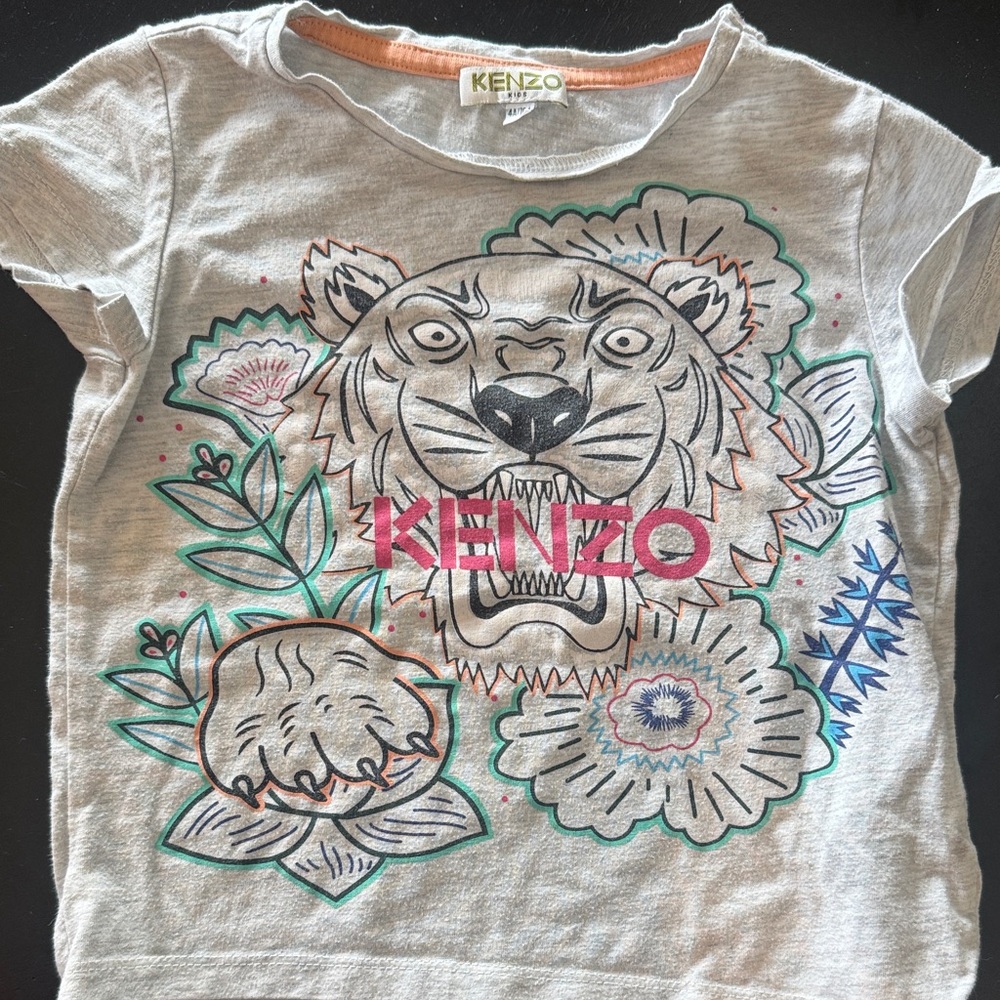 Kenzo Kids T-Shirt with Tiger and Floral Design